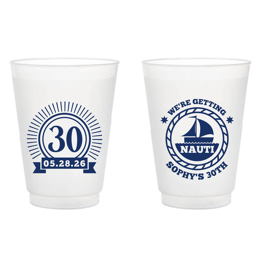 We're Getting Nauti 30th Birthday Frosted Cups, 30th Birthday Frosted Cup Favors, Custom 30th Birthday Frosted Cup, Custom Frosted Cup (624)