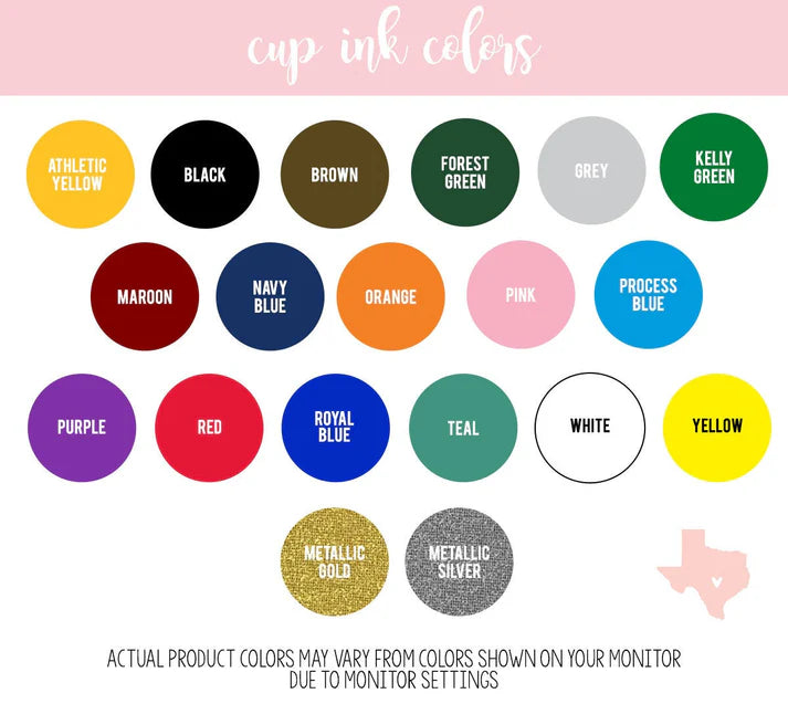 a set of color swatches with the names of different colors