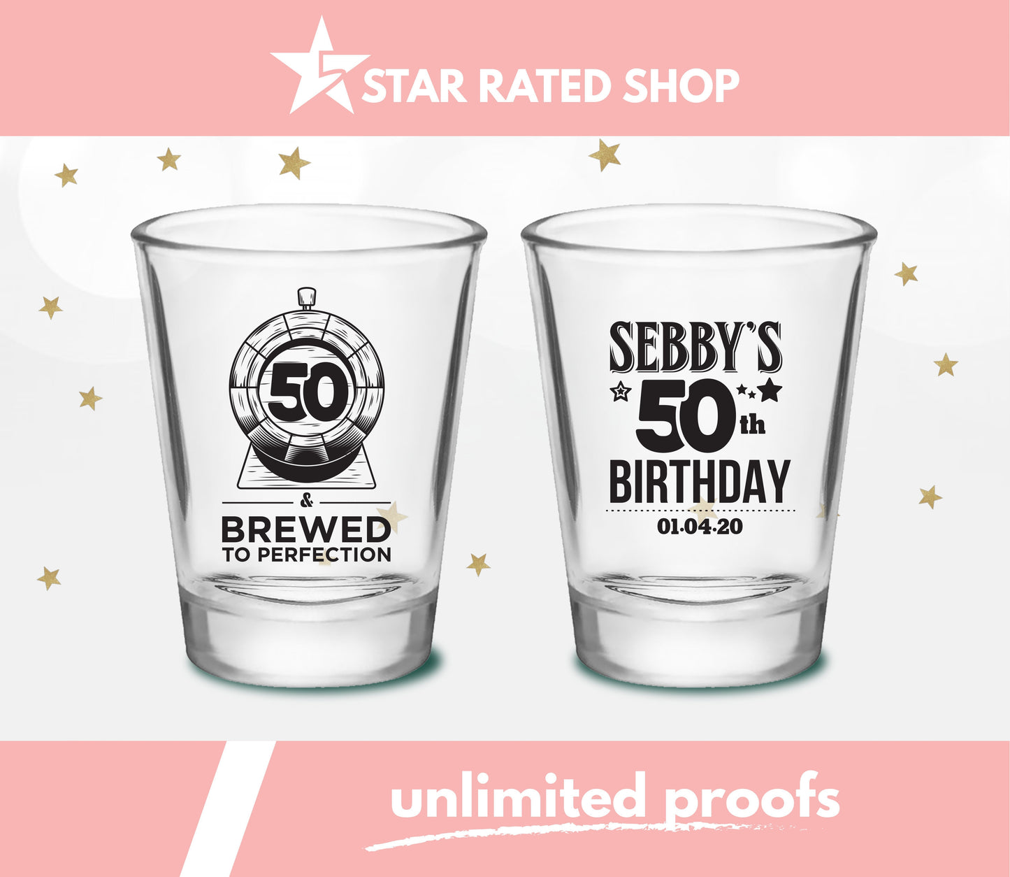 50th birthday shot glasses (cj)