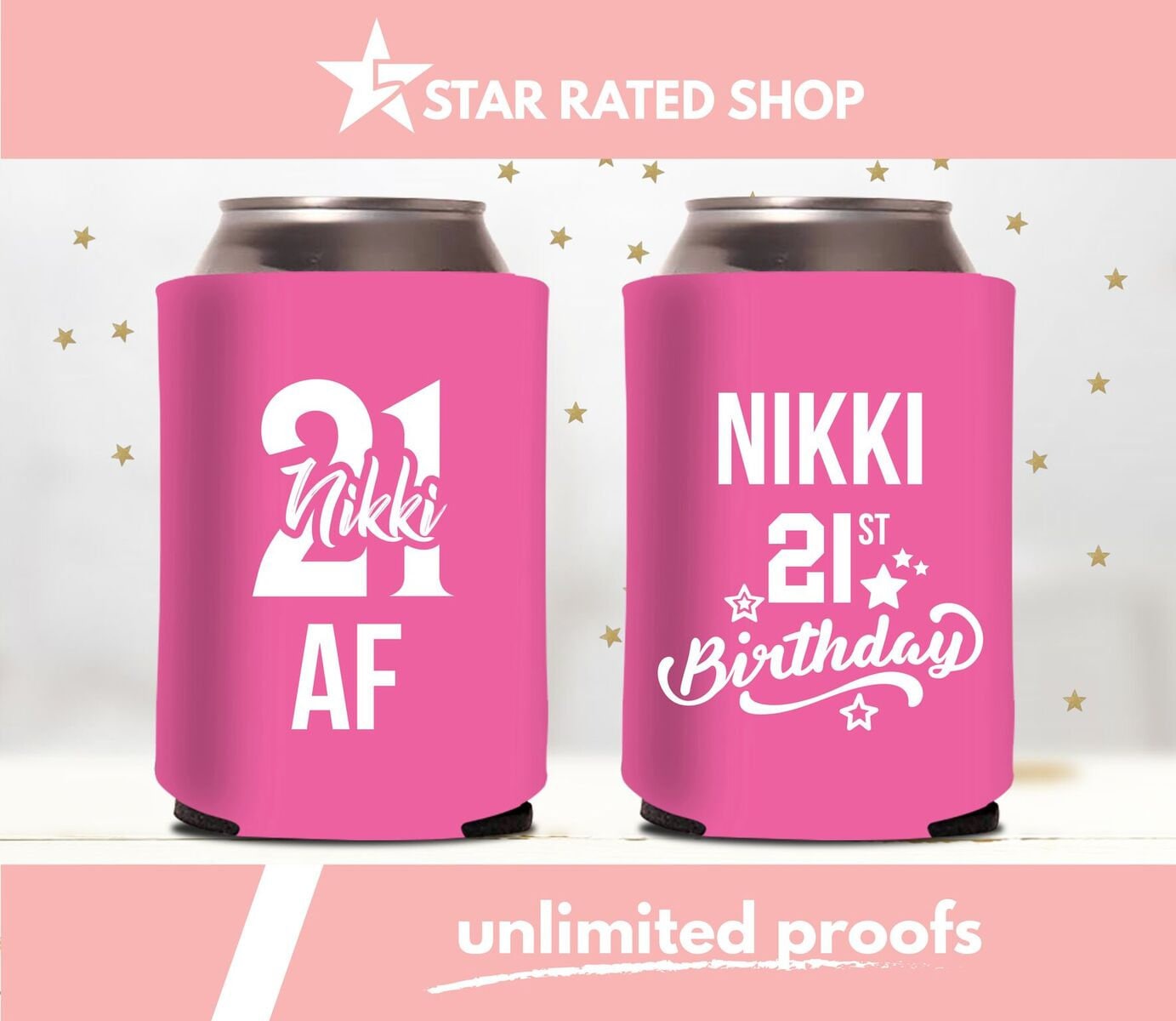 Personalized 21st Birthday Can Coolers (bt)