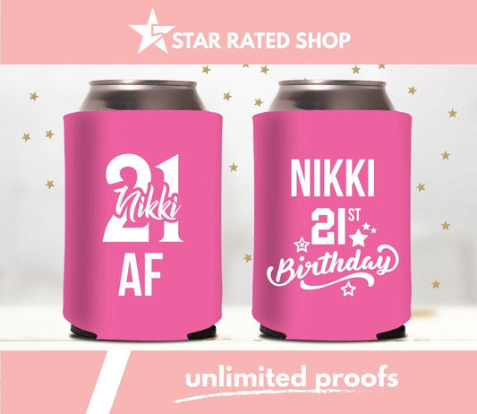 Personalized 21st Birthday Can Coolers (bt)