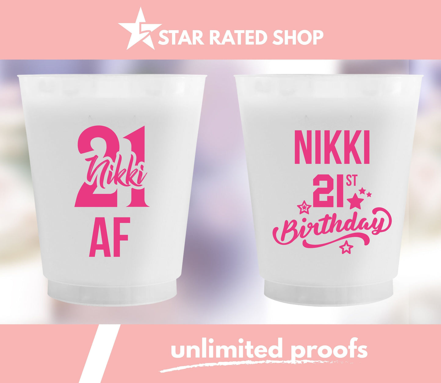 Custom 21st Birthday Frosted Cups (bt)