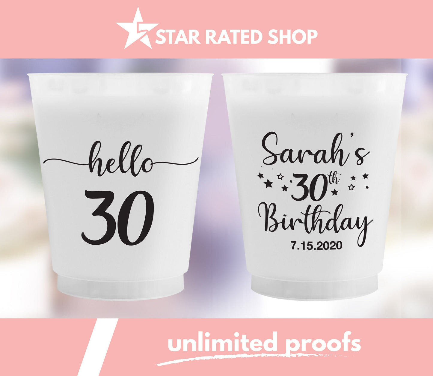 Custom 30th Birthday Frosted Cups (cu)