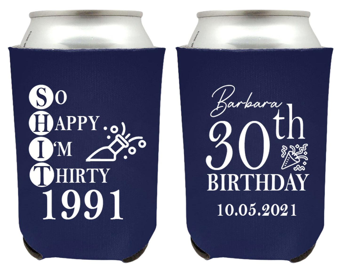 Personalized 30th Birthday Can Cooler Favors (329)