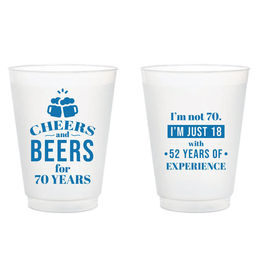 Cheers and Beers for 70 Years 70th Birthday Frosted Cup Favors (158)