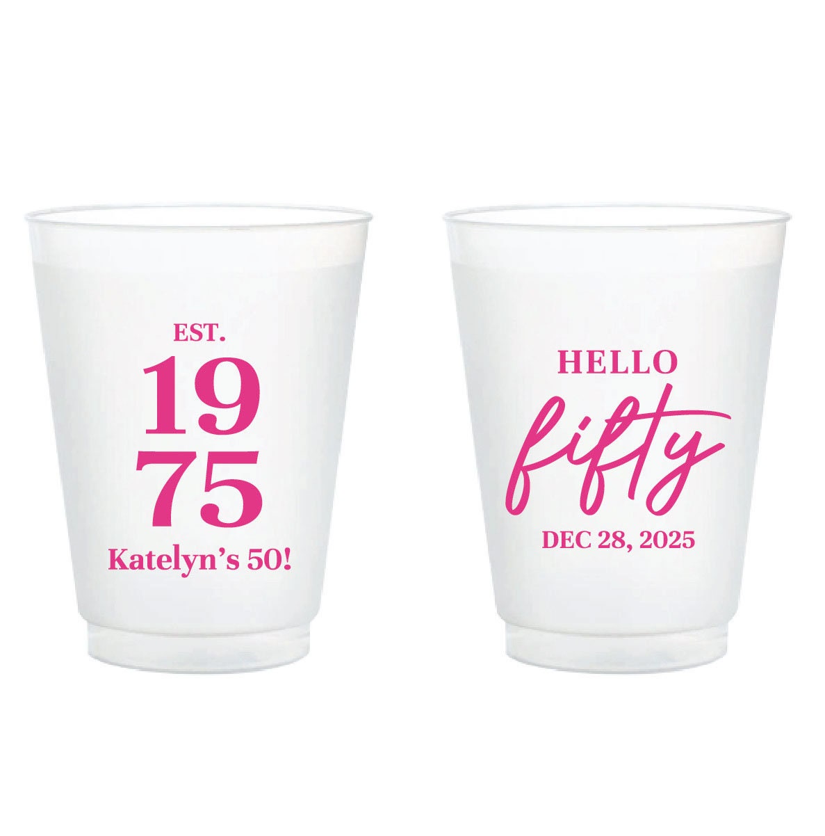 Customized Birthday Frosted Cups, Custom Frosted Cups Birthday Favors, 50th Birthday Frosted Cup, Hello Fifty Custom Frosted Cup Favor (287)