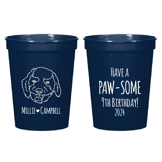 Paw-some 9th Birthday Stadium Cups, Pet Birthday Plastic Cups Favors, Pet Birthday Stadium Cups, Pet Stadium Cup, Birthday Stadium Cup (604)