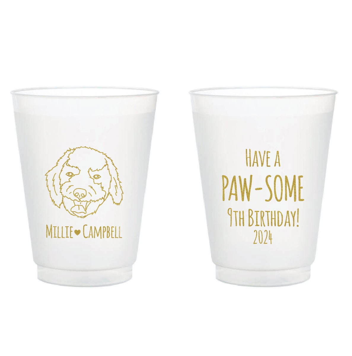 Paw-some 9th Birthday Frosted Cups, Pet Birthday Plastic Cups Favors, Pet Birthday Frosted Cups, Pet Frosted Cup, Birthday Frosted Cup (604)