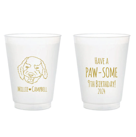 Paw-some 9th Birthday Frosted Cups, Pet Birthday Plastic Cups Favors, Pet Birthday Frosted Cups, Pet Frosted Cup, Birthday Frosted Cup (604)