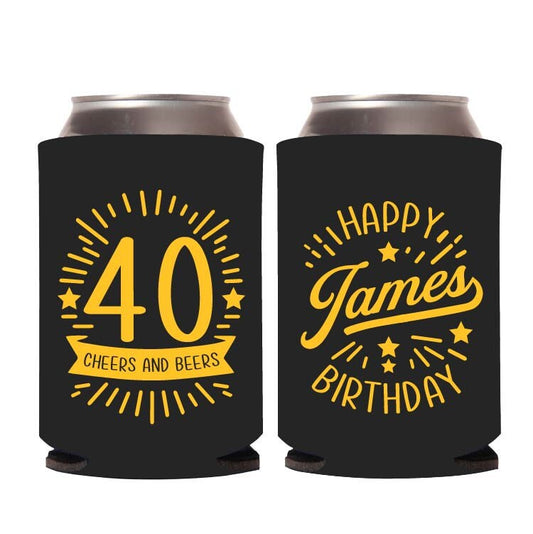 40th Birthday Can Coolers, 40th Birthday Can Coolies, Personalized 40th Birthday Can Coolers Favors, Custom 40th Birthday Beer Huggers (621)