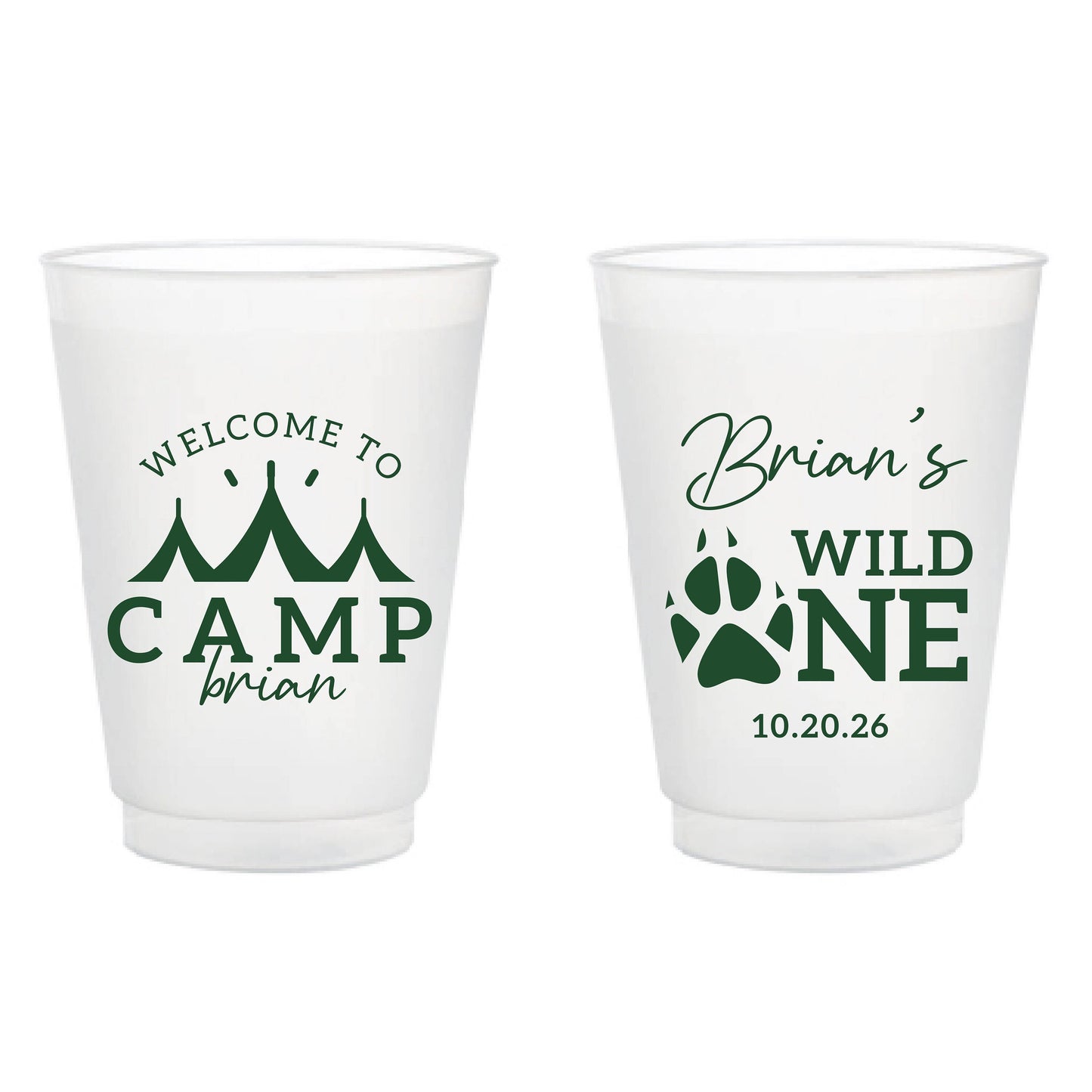 Wild One 1st Birthday Frosted Cups, Customized 1st Birthday Frosted Cup Favors, 1st Birthday Frosted Cups, Welcome to Camp Frosted Cup (622)