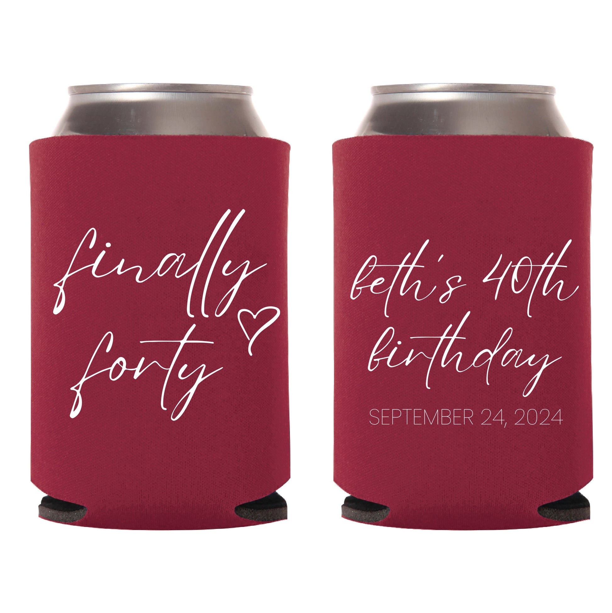 Finally Forty Can Coolers, Personalized 40th Birthday Can Coolers, Customized 40th Birthday Can Cooler Favors, Custom Can Cooler Favor (296)