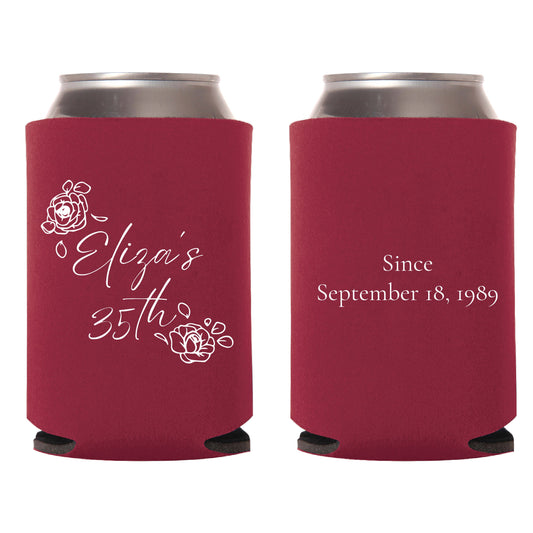 35th Birthday Can Cooler Favors, Personalized 35th Birthday Can Cooler Favors, Custom Can Coolers for 35th Birthday, Can Cooler Favors (298)