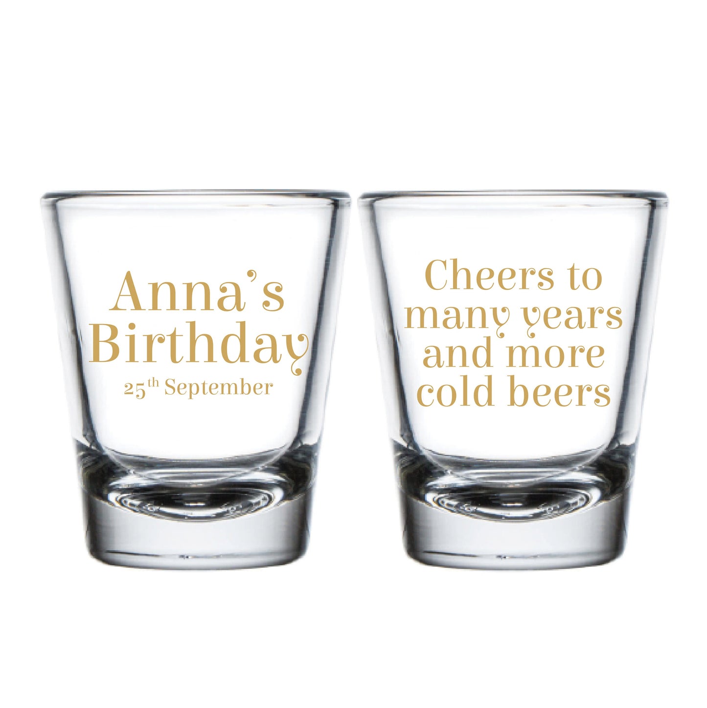 Cheers to Many Years and More Cold Beers Birthday Shot Glass, Personalized Birthday Shot Glass Favor, Custom Shot Glass Birthday Favor (293)