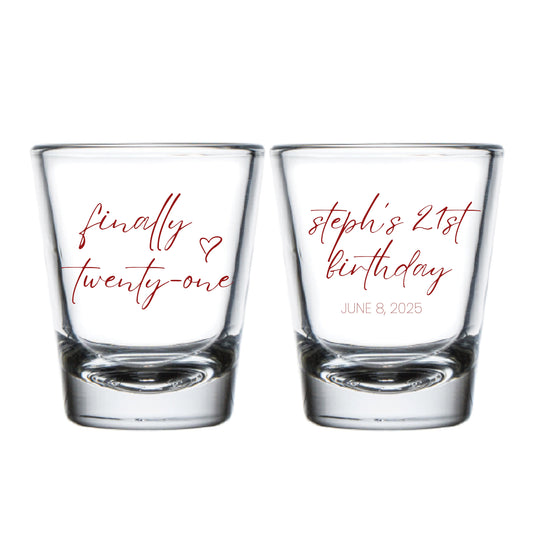 Finally 21 Birthday Shot Glasses, Finally Twenty One Birthday Shot Glasses Favors, Personalized Birthday Shot Glass, Custom Shot Glass (294)