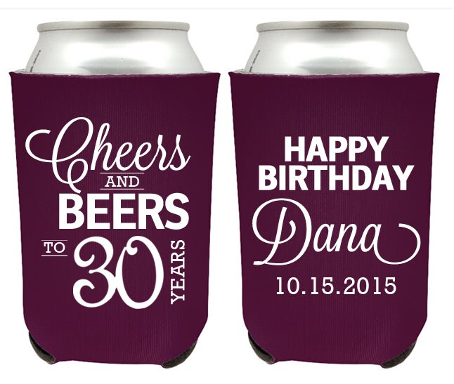 30th Birthday Can Coolers - Personalized Can Cooler Favors for Birthday Favors (34)