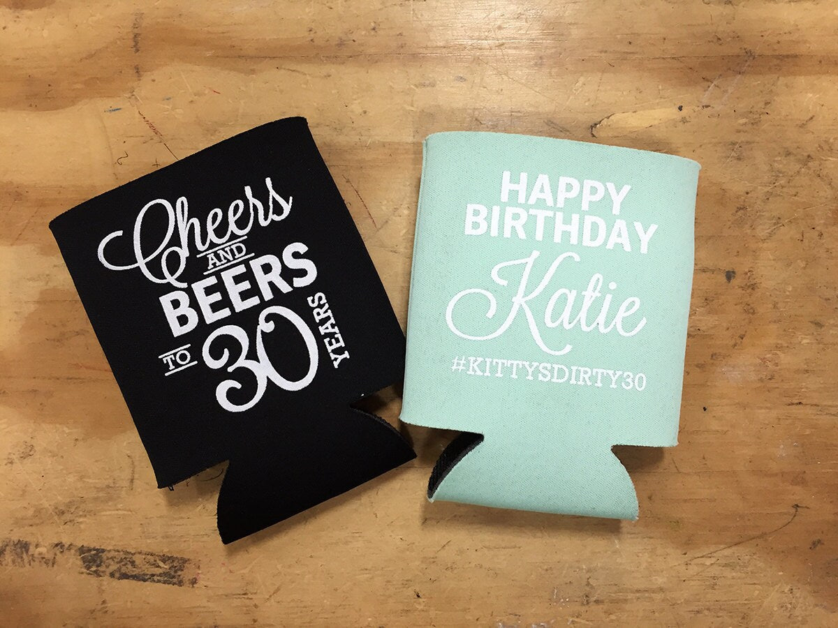 30th Birthday Can Coolers - Personalized Can Cooler Favors for Birthday Favors (34)